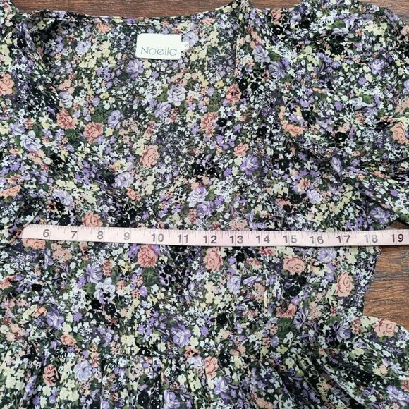 Noella Whimsy Fluttery Twee Ruffle Velvet Burnout Faux Wrap Sheer Dress S - Picture 8 of 13